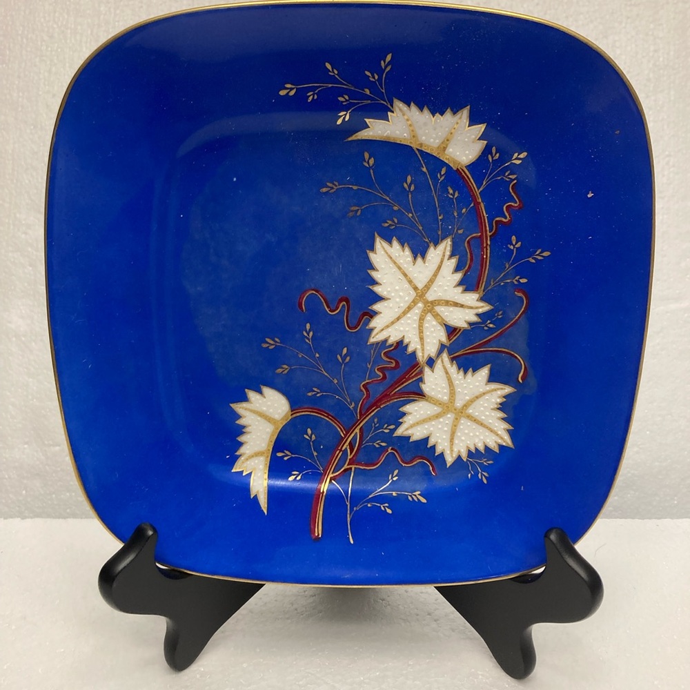 Rare Antique M Redon Limoges Cobalt Blue Gold Embossed 9” Plate France 1850-1899